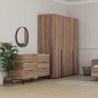 Oryana Megapap melamine four doors wardrobe in walnut color 180x62x210cm.