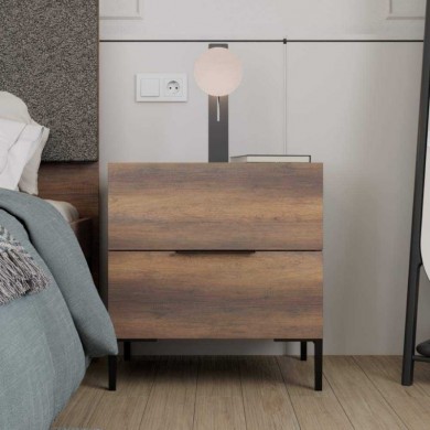 Oryana Megapap melamine nightstand in walnut color 55x44x59cm.