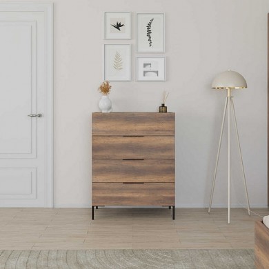 Oryana Megapap melamine chest of drawers in walnut color 80x44x104cm.