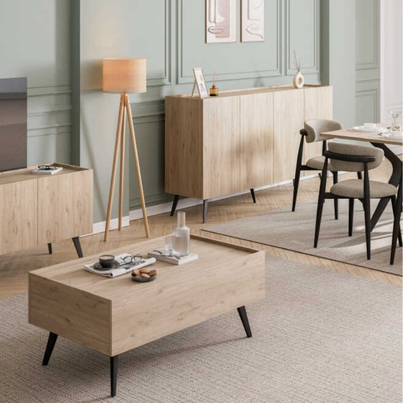 Luna Megapap melamine console in oak color 180x43x100cm.