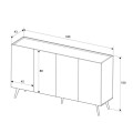 Luna Megapap melamine console in oak color 180x43x100cm.