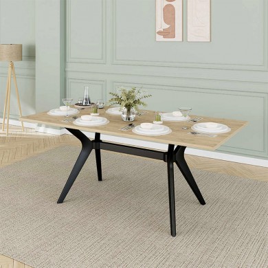 Luna Megapap melamine dining table in florida oak color 181x90x75cm.