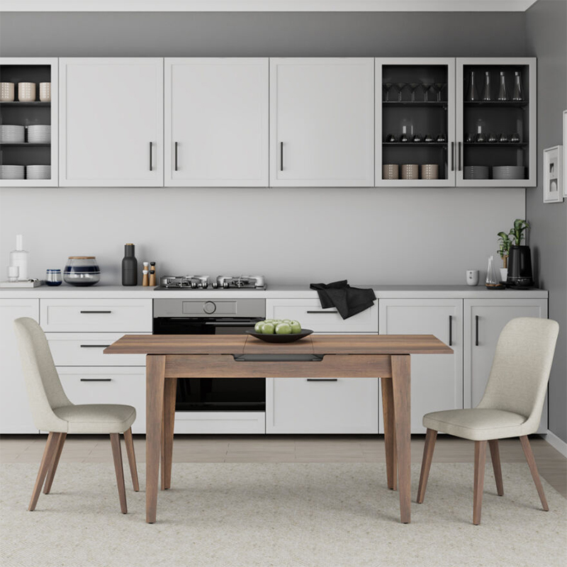 Trendline Megapap melamine extendable table in walnut color 120/150x70x75cm.