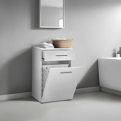 Diamond Megapap laundry basket in white gloss color 52x38x83cm.