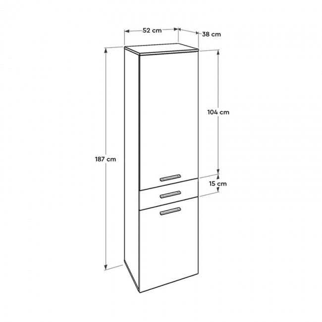 Ντουλάπι με καλάθι απλύτων Diamond Megapap χρώμα λευκό gloss 52x38x187εκ.
