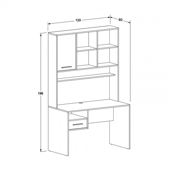 Γραφείο εργασίας London Megapap χρώμα λευκό - oak 120x60x196εκ.