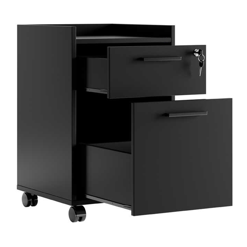 Gamer Megapap melamine wheeled chest of drawers with locker  in black color 40x40x56cm.