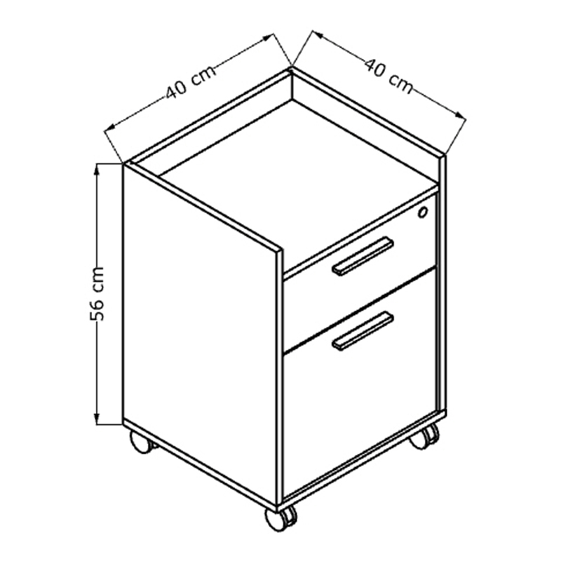 Gamer Megapap melamine wheeled chest of drawers with locker  in black color 40x40x56cm.