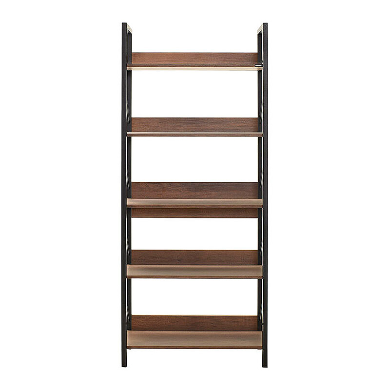 Connect Megapap metal - melamine bookcase in walnut color 73x35x172cm.