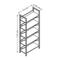 Connect Megapap metal - melamine bookcase in walnut color 73x35x172cm.