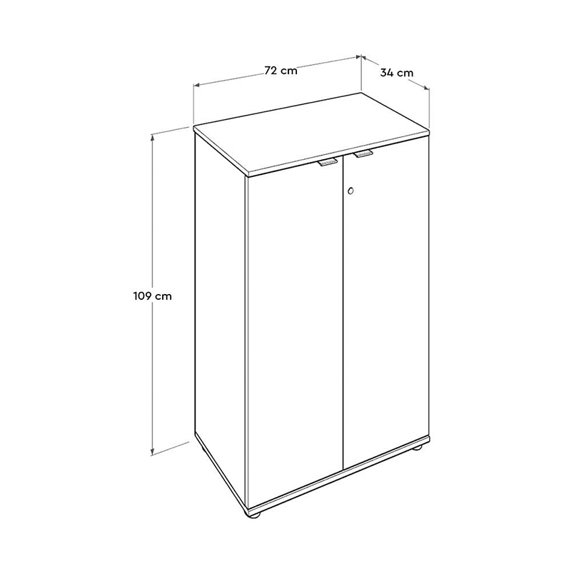 Rio Megapap melamine office file cabinet with lock in white color 72x34x109cm.