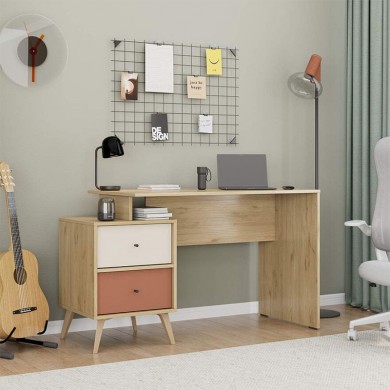 Terra Megapap melamine desk in florida oak color 129x55x75cm.