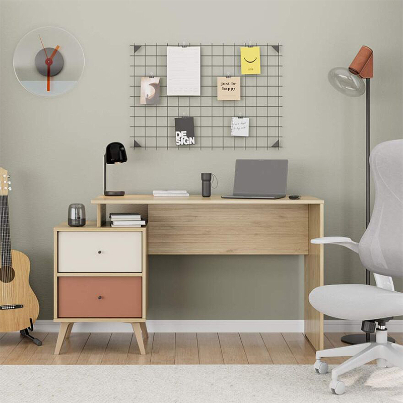 Terra Megapap melamine desk in florida oak color 129x55x75cm.