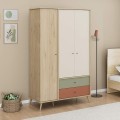 Terra Megapap melamine 3 doors wardrobe in florida oak color 121x54x200cm.