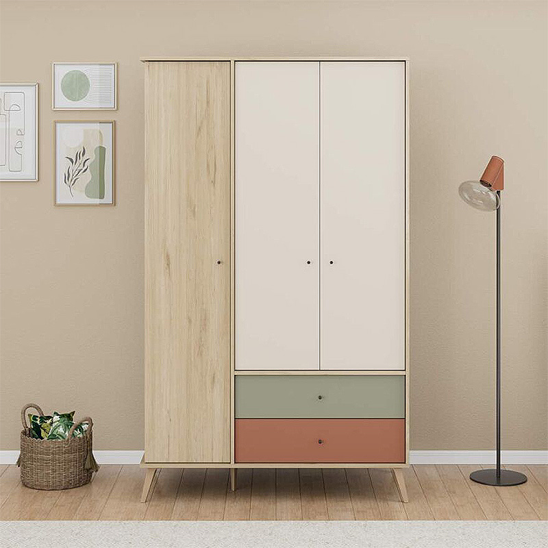 Terra Megapap melamine 3 doors wardrobe in florida oak color 121x54x200cm.