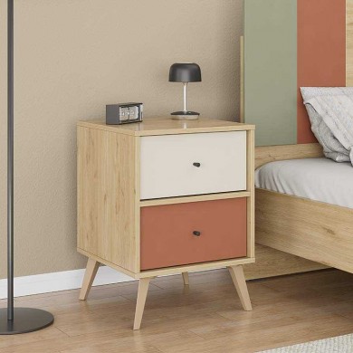Terra Megapap melamine nightstand in florida oak color 44x44x61cm.