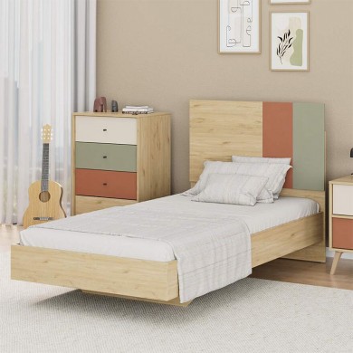 Terra Megapap melamine bed in florida oak color 100x200cm.
