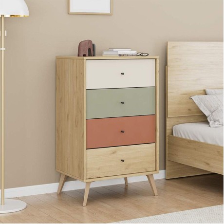 Terra Megapap melamine chest of drawers in florida oak color 60x44x100cm.