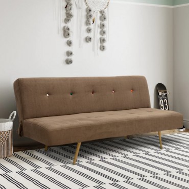 Καναπές - κρεβάτι Daniel Megapap τριθέσιος βελούδινος χωρίς μπράτσα σε καφέ 183x83x79εκ.