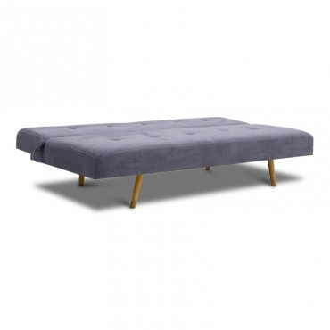 Καναπές - κρεβάτι Daniel Megapap τριθέσιος βελούδινος χωρίς μπράτσα σε γκρι 183x83x79κ.