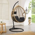Κρεμαστή κούνια - φωλιά Veronica Megapap με wicker φυσικό & μαύρα μαξιλάρια 108x75x195εκ.