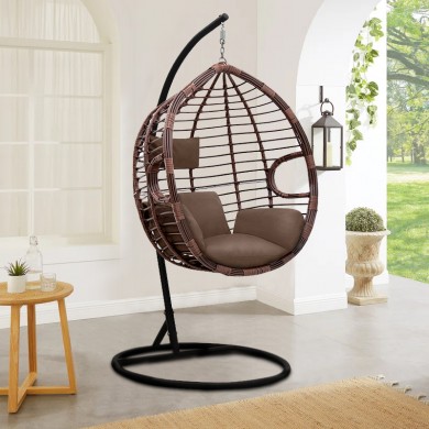 Veronica Megapap metallic wicker hanging swing in cappuccino color 108x75x195cm.