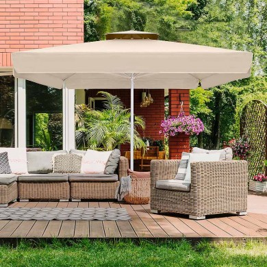 Juno Megapap professional umbrella aluminium frame fabric in ecru color 4x4m