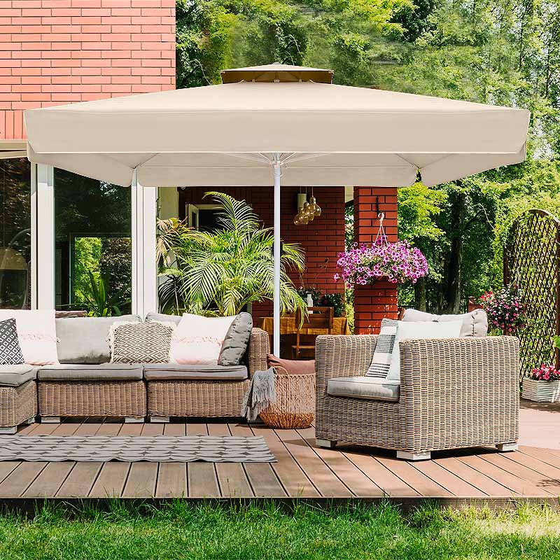 Juno Megapap professional umbrella aluminium frame fabric in ecru color 4x4m