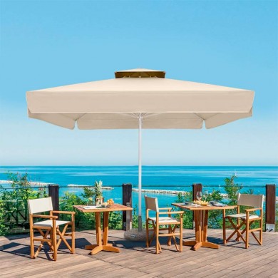 Juno Megapap professional umbrella aluminium frame fabric in ecru color 3x3m.