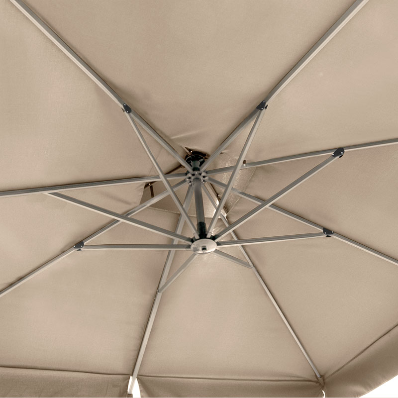 Pearl Megapap professional hanging umbrella aluminium frame fabric in ecru color 3x3m