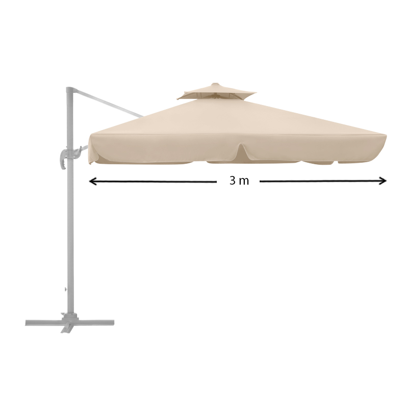 Pearl Megapap professional hanging umbrella aluminium frame fabric in ecru color 3x3m