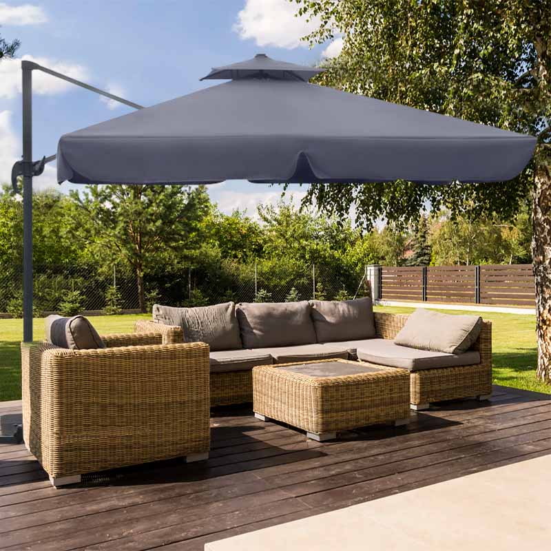 Pearl Megapap professional hanging umbrella aluminium frame fabric in anthracite color 3x3m