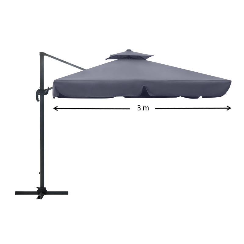 Pearl Megapap professional hanging umbrella aluminium frame fabric in anthracite color 3x3m