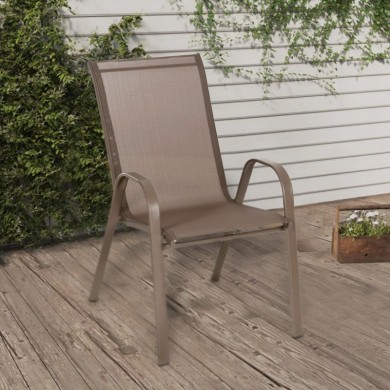 Πολυθρόνα κήπου μεταλλική - textline στοιβαζόμενη χρώμα σαμπανί 54x70x93εκ.