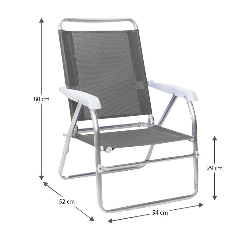 Alu Megapap aluminum beach chair in grey color 54x52x80cm.