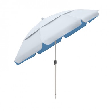 Ομπρέλα θαλάσσης αλουμινίου Malibu Megapap με UPF 50+ προστασία χρώμα ασημί - γαλάζιο Ø2m