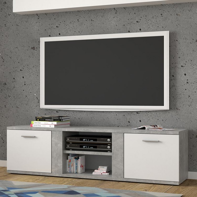 Έπιπλο τηλεόρασης Amigo Megapap σε χρώμα γκρι - λευκό 155x40x40,8εκ.