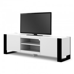 Έπιπλο τηλεόρασης Minimal Megapap σε χρώμα λευκό - μαύρο 158x40x47εκ.