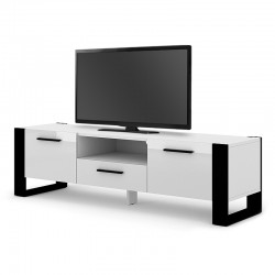 Έπιπλο τηλεόρασης Minimal Megapap σε χρώμα λευκό - μαύρο 160x43x48εκ.