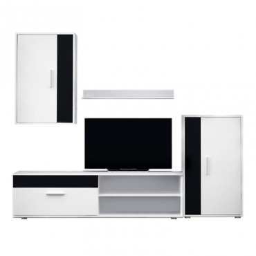 Σύνθεση τηλεόρασης Olivia Megapap από μελαμίνη χρώμα λευκό - μαύρο 200x35x190εκ.