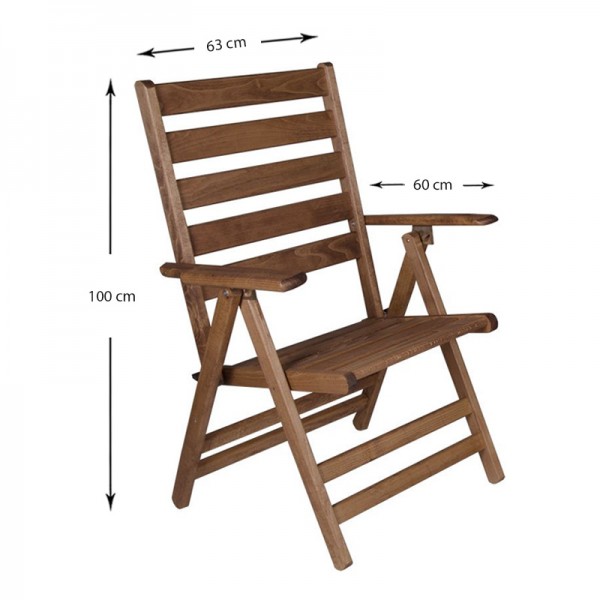 Καρέκλα πτυσσόμενη Klara Megapap από ξύλο οξιάς σε χρώμα καρυδί εμποτισμού 63x60x100εκ.