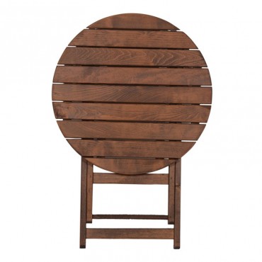 Τραπέζι πτυσσόμενο Klara Megapap από ξύλο οξιάς σε χρώμα καρυδί εμποτισμού Ø60x71εκ.