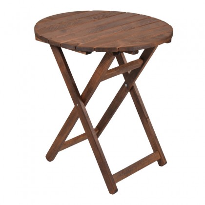 Τραπέζι πτυσσόμενο Klara Megapap από ξύλο οξιάς σε χρώμα καρυδί εμποτισμού Ø80x71εκ. 