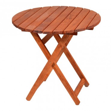 Τραπέζι πτυσσόμενο Klara Megapap από ξύλο οξιάς σε χρώμα κερασί εμποτισμού Ø70x71εκ.