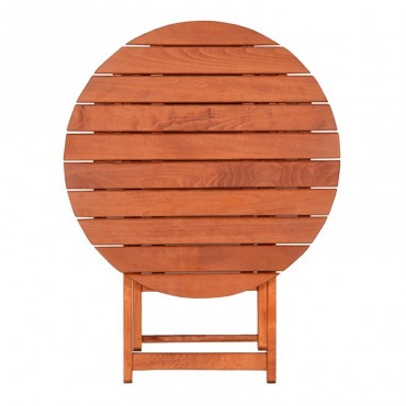 Τραπέζι πτυσσόμενο Klara Megapap από ξύλο οξιάς σε χρώμα κερασί εμποτισμού Ø80x71εκ.