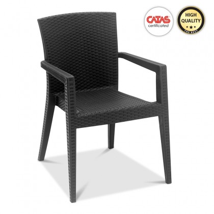 Πολυθρόνα κήπου Bali Megapap από PP χρώμα ανθρακί 57x60x85εκ.