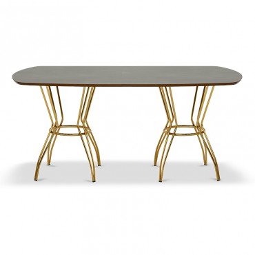 Τραπέζι Hendrix Megapap μεταλλικό - Mdf χρώμα χρυσό - ανθρακί 160x90x73εκ.