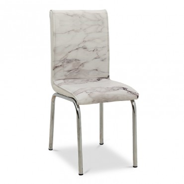 Καρέκλα Brett Megapap μεταλλική επένδυση τεχνόδερμα χρώμα λευκό μαρμαριζέ 39x50x96εκ.