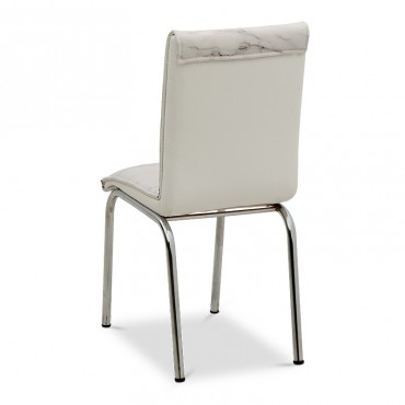Καρέκλα Brett Megapap μεταλλική επένδυση τεχνόδερμα χρώμα λευκό μαρμαριζέ 39x50x96εκ.