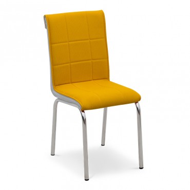 Καρέκλα Brett Megapap μεταλλική - τεχνόδερμα χρώμα μουσταρδί - λευκό 39x50x96εκ.